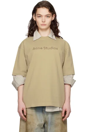 Acne Studios T-shirt décontracté beige à logo