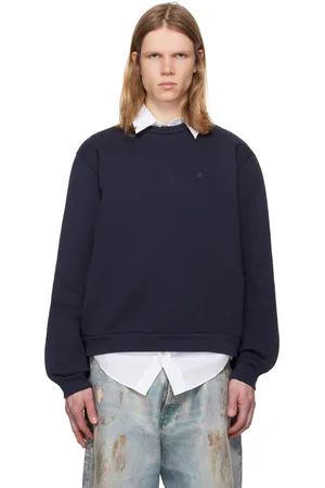Acne Studios Pull molletonné bleu marine à col ras du cou