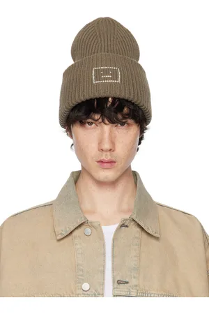 Acne Studios Bonnet kaki à logo Face à pierres du Rhin