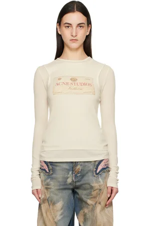 Acne Studios T-shirt à manches longues étagé beige