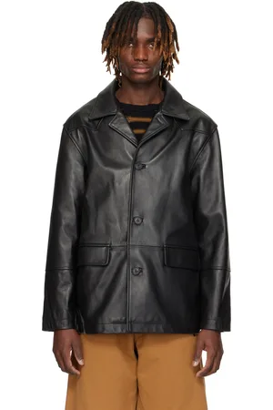 Maison Margiela Blouson de style sport noir en cuir