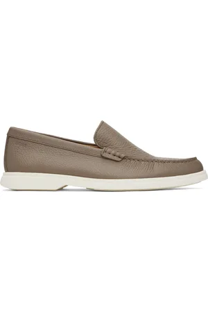 HUGO BOSS Flâneurs taupe en cuir foulonné