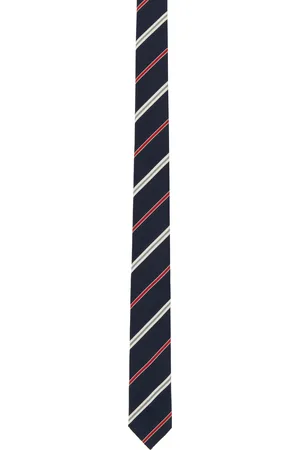 Thom Browne Cravate bleu marine en soie et coton