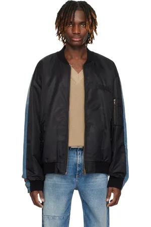 Maison Margiela Blouson aviateur de sport noir à panneau en denim