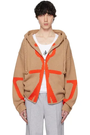 J.W.Anderson Pull à capuche brun clair et orange à logo