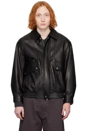 DUNST Blouson rétro surdimensionné noir en cuir