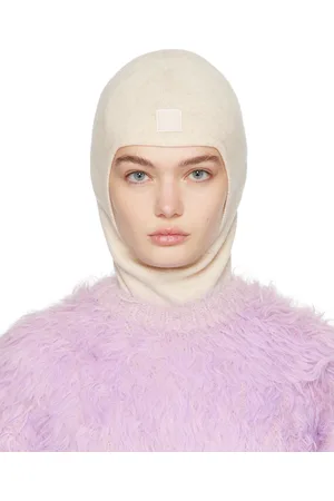 Acne Studios Passe-montagne beige à écusson à logo Face