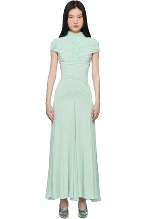 Alaïa Robe longue bleue à fronces