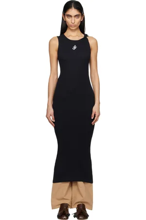 J.W.Anderson Robe midi noire à logo et à bretelle torsadée