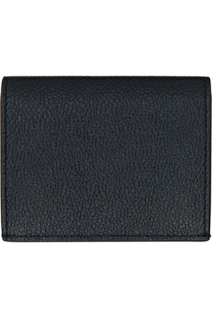 Thom Browne Porte-carte à deux volets bleu marine en cuir grainé