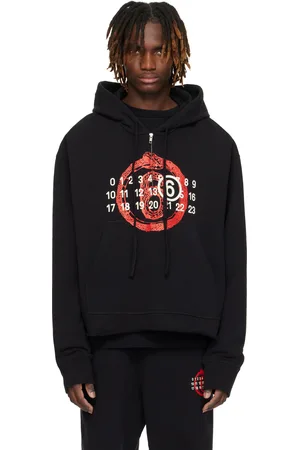 Maison Margiela Pull à capuche noir à logo modifié exclusif à SSENSE