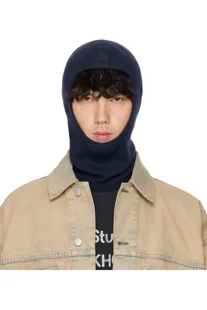 Acne Studios Passe-montagne bleu marine à écusson à logo Face