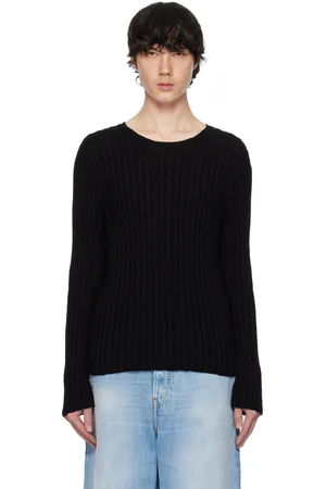 Acne Studios Pull noir en tricot côtelé