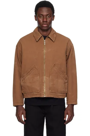 Izzue Blouson brun à effet délavé et à glissière