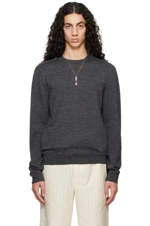 Maison Margiela Pull gris à empiècement aux coudes