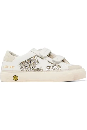 Golden Goose Enfant | Baskets May School blanc et argenté