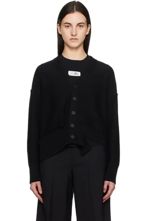 Maison Margiela Cardigan droit noir à déchirures
