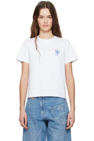 J.W.Anderson T-shirt blanc à image à logo brodée et à image imprimée