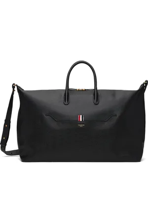 Thom Browne Sac de sport noir en cuir grainé
