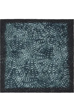 DRIES VAN NOTEN Mouchoir de poche bleu marine en soie