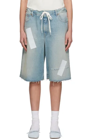Maison Margiela Short bleu en denim à bandes