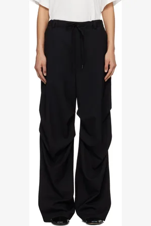 Maison Margiela Pantalon cargo façon tailleur noir en canevas de laine