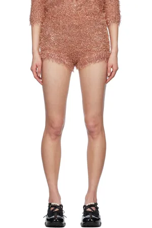 Simone Rocha Short rose en tricot à fils métalliques