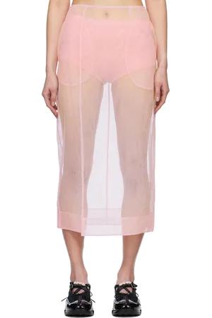 Simone Rocha Jupe crayon midi transparente rose à fente