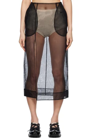 Simone Rocha Jupe crayon midi transparente noire à fente