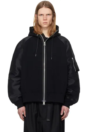 SACAI Pull à capuche noir à panneaux