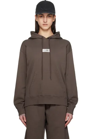 Maison Margiela Pull à capuche brun à logo