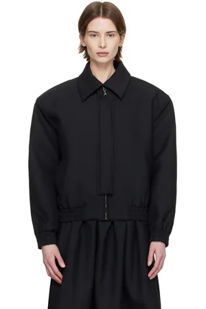 Fax Copy Express Blouson noir à glissière et à épaulettes