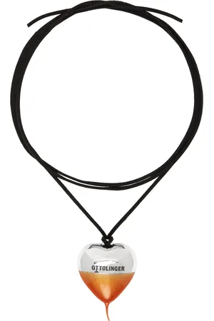 OTTOLINGER Collier noir et orange à pendentif graphique et à nœud