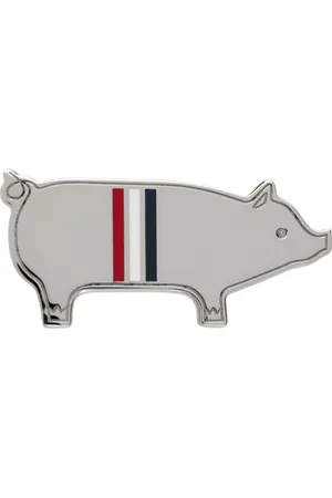 Thom Browne Pince à cravate en forme de cochon argentée