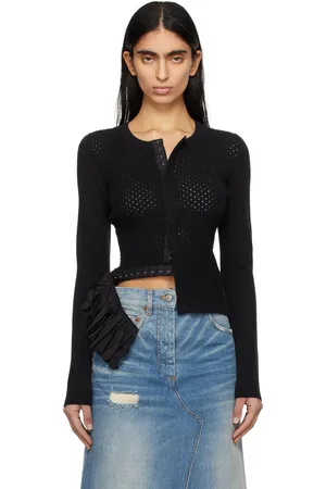Maison Margiela Cardigan noir en tricots à garniture amovible