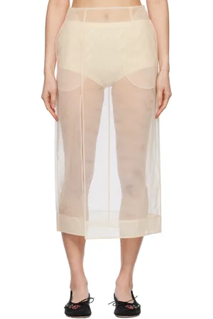 Simone Rocha Jupe crayon midi transparente beige à fente