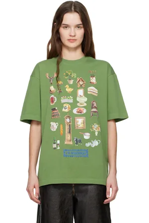 J.W.Anderson T-shirt vert à images de style diorama imprimées