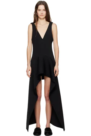 J.W.Anderson Robe courte drapée noire à col en V