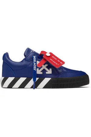 OFF-WHITE Enfant | Baskets bleues en cuir à semelle en caoutchouc vulcanisé