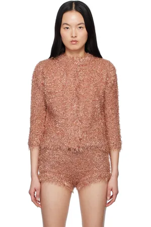 Simone Rocha Cardigan rose en tricot à fils métalliques