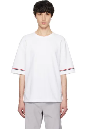 Thom Browne T-shirt de rugby blanc en coton