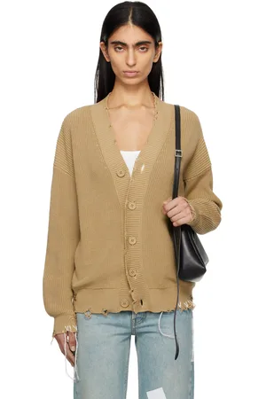 Maison Margiela Cardigan beige en tricot à effet usé