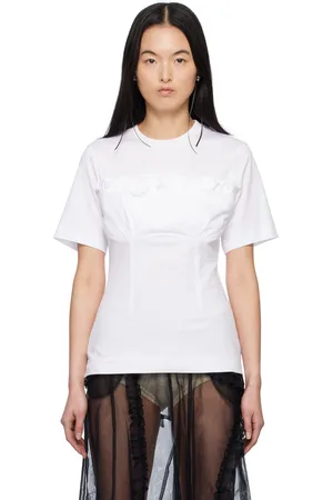Simone Rocha T-shirt blanc à garniture de style soutien-gorge à balconnet