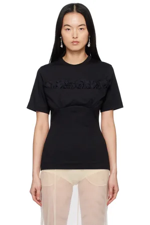 Simone Rocha T-shirt noir à garniture de style soutien-gorge à balconnet