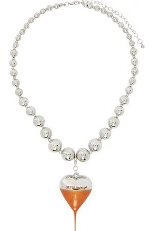 OTTOLINGER Collier Otto argenté et orange à pendentif graphique