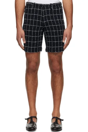 Anna Sui Short bleu marine en tweed à motif à carreaux