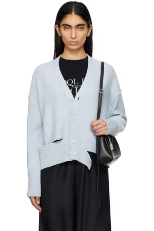 Maison Margiela Cardigan droit bleu à découpe