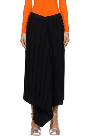Maison Margiela Jupe midi drapée noire à plis
