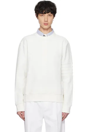 Thom Browne Pull molletonné blanc en envers de jersey bouclette