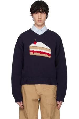 J.W.Anderson Pull bleu marine à image en intarsia